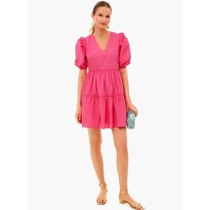 Hyacinth House Tuckernuck Pascale Dress Cotton Tiered Dress XXL Fuschia Plus Sz